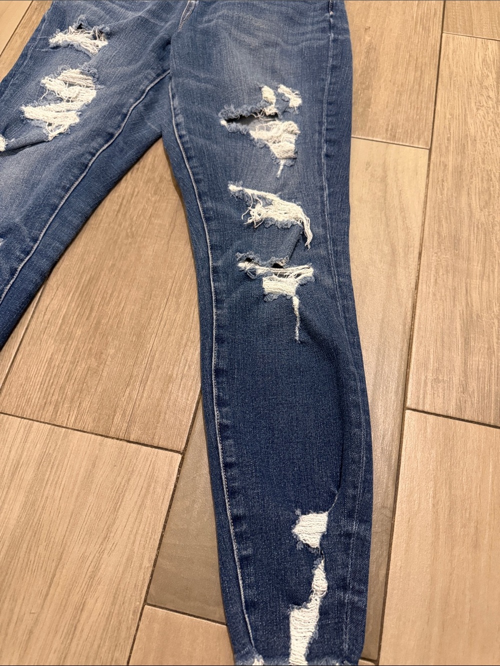 American Eagle Outfitters Womens Ripped Blue Skinny Jeans - Picture 6 of 11